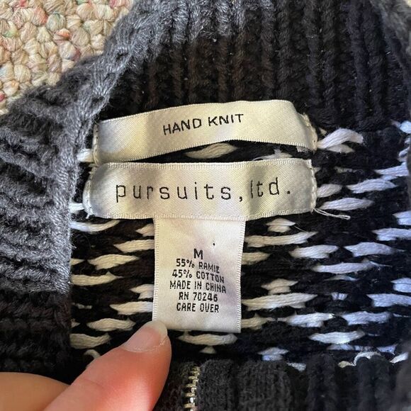 Vintage Cotton Fair Isle Zip Up Cardigan Sweater - Picture 4 of 7